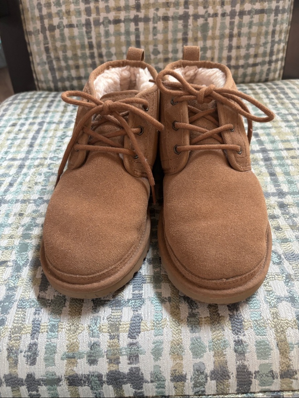 UGG Chestnut Suede Lace-Up Ankle Booties